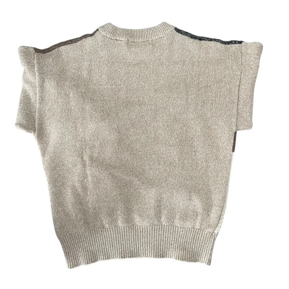 Orvis Vintage Patchwork Cable Knit Sweater Mens M 100% Cotton Grandpa 90s Preppy - Picture 5 of 5